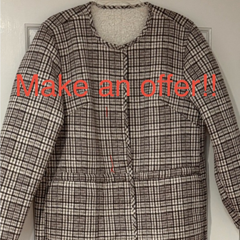 NWT DG2 by Diane Gilman Brown and Cream Faux Suede/Sherpa Reversible Coat XL